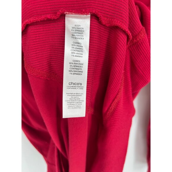 Chicos Zenergy Womens Jersey Knit Hooded Pullover Top Size 2 US Large Red - Picture 4 of 5